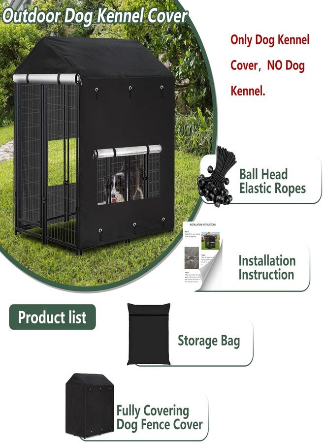 Hadisi Outdoor Dog Kennel Cover 4.2'Dx4.2'Wx4.5'H Full Coverage Windproof Anti-UV.with Transparent PVC Window and Breathable Mesh.Waterproof Dog Kennel Cover for Multiple Brands of Dog Kennels,Cover Only - Image 2